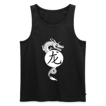 Dragon blanc de Chine - Débardeur bio Premium Homme - noir - Devant - Michal (187cm)
