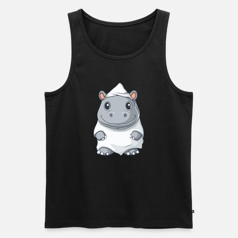 Nilpferd Halloween Geist - Männer Premium Bio Tank Top - Schwarz
