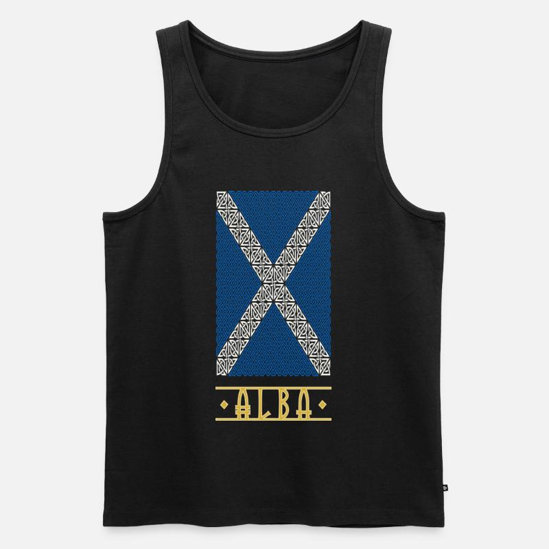 Schottische Flagge im Wikingerstil oder keltisches Piktenkreuz - Männer Premium Bio Tank Top - Schwarz