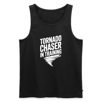 Tornado Chaser in der Ausbildung - Männer Premium Bio Tank Top - Schwarz - Vorne - AI Model Male 178 light (178cm)