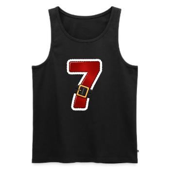 Roter Sieben mit Gürtel - Männer Premium Bio Tank Top - Schwarz - Vorne - Michal (187cm)