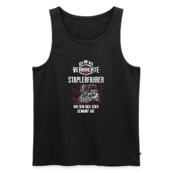 The Crazy Forklift Driver Irony Motif - Men's Premium Organic Tank Top - black - Front - Michal (187cm)