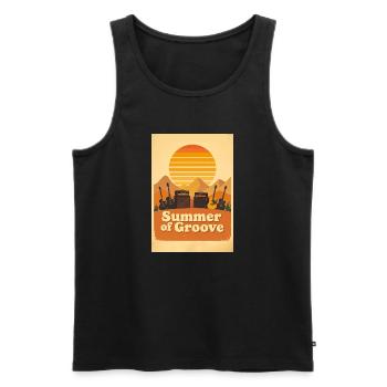 Groovy Seventies Sunset with Festival Energy - Men's Premium Organic Tank Top - black - Front - AI Model Male 178 light (178cm)