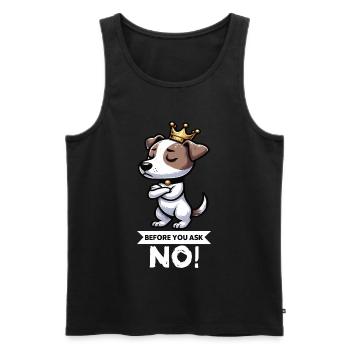 Avant de demander Jack Russel terrier Jack Russel chien - Débardeur bio Premium Homme - noir - Devant - AI Model Male 178 light (178cm)
