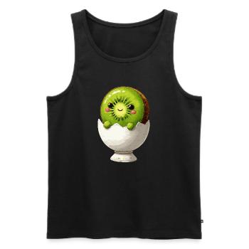 Kiwifrucht im Eierschale-Lächeln - Männer Premium Bio Tank Top - Schwarz - Vorne - AI Model Male 178 light (178cm)