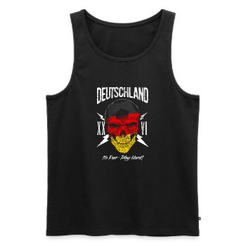 DEUTSCHLAND Fußball Fan Totenkopf Flagge - Männer Premium Bio Tank Top - Schwarz - Vorne - Michal (187cm)