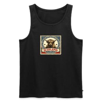 Highland Cow Scotland Vintage-Briefmarke - Männer Premium Bio Tank Top - Schwarz - Vorne - Michal (187cm)