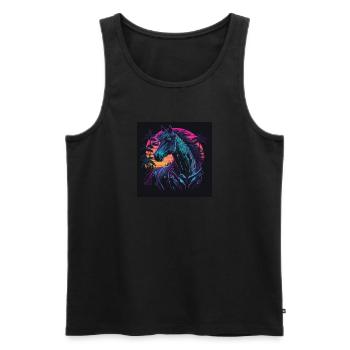 Horse with neon colors, synthwave / 80s - Men's Premium Organic Tank Top - black - Front - AI Model Male 178 light (178cm)