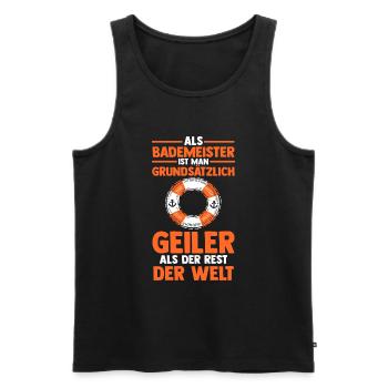 Rettungsschwimmer Bademeister - Männer Premium Bio Tank Top - Schwarz - Vorne - Michal (187cm)