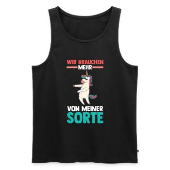 Einhorn Wir brauchen mehr von meiner Sorte - Männer Premium Bio Tank Top - Schwarz - Vorne - Michal (187cm)