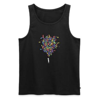 Think abstract. - Débardeur bio Premium Homme - noir - Devant - Michal (187cm)
