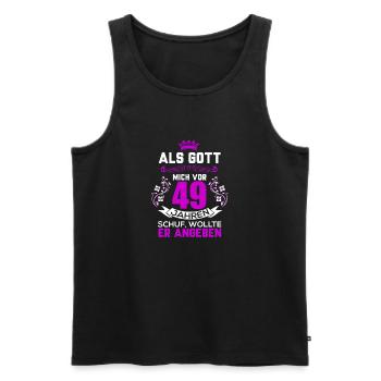 49 birthday - Men's Premium Organic Tank Top - black - Front - AI Model Male 178 light (178cm)