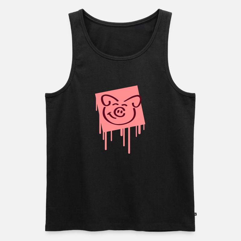 pig_face_graffiti_square - Männer Premium Bio Tank Top - Schwarz