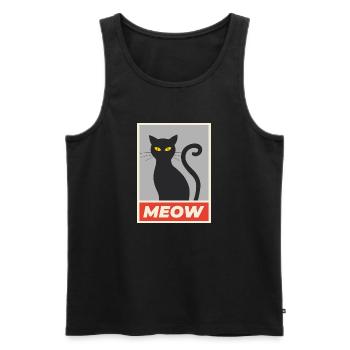 Chat miaou simple - Débardeur bio Premium Homme - noir - Devant - Michal (187cm)