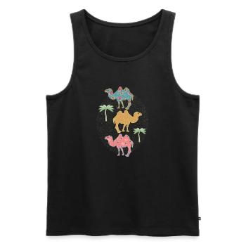 Drôle de chameaux colorés - Débardeur bio Premium Homme - noir - Devant - Michal (187cm)