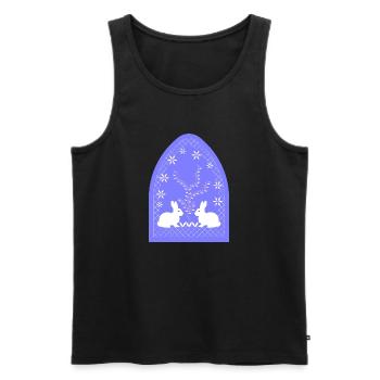 Les lapins dans le jardin - Débardeur bio Premium Homme - noir - Devant - Michal (187cm)