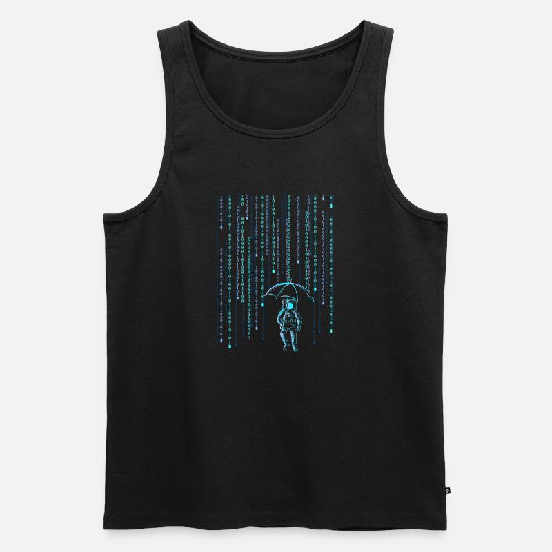 Astronaut Sci-Fi Digital Rain - Männer Premium Bio Tank Top - Schwarz