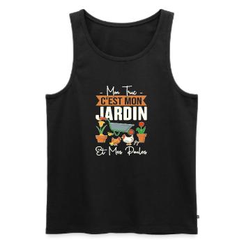 Mon Truc C'est Mon Jardin Et Mes Poules Cadeau - Débardeur bio Premium Homme - noir - Devant - Michal (187cm)