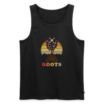 Roots Musik Retro - Männer Premium Bio Tank Top - Schwarz - Vorne - Michal (187cm)
