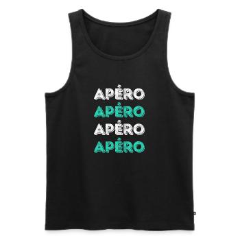 Apéro Apéro Apéro Apéro, l'idéal pour les soirées - Débardeur bio Premium Homme - noir - Devant - Michal (187cm)