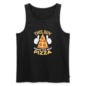 Ce type fait la meilleure pizza | Citation d’amateur de pizza - Débardeur bio Premium Homme - noir - Devant - AI Model Male 178 light (178cm)