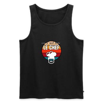 Ici c’est moi le chef - Débardeur bio Premium Homme - noir - Devant - Michal (187cm)