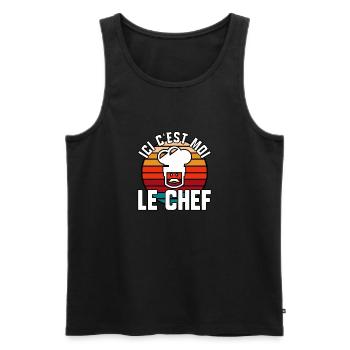 Ici c’est moi le chef - Débardeur bio Premium Homme - noir - Devant - Michal (187cm)