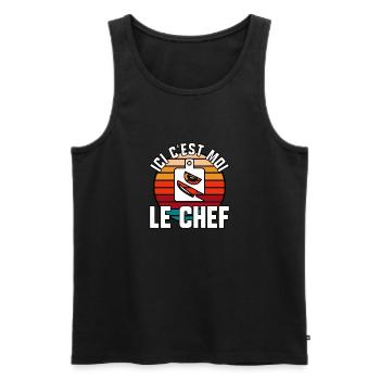 Ici c’est moi le chef - Débardeur bio Premium Homme - noir - Devant - Michal (187cm)
