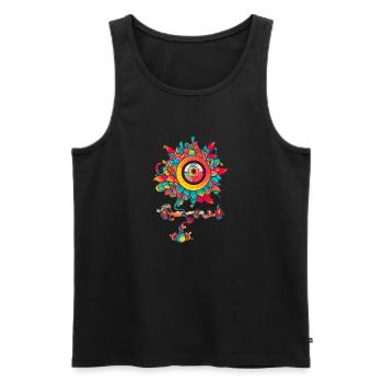 Trippy flower with one eye - Men's Premium Organic Tank Top - black - Front - Michal (187cm)