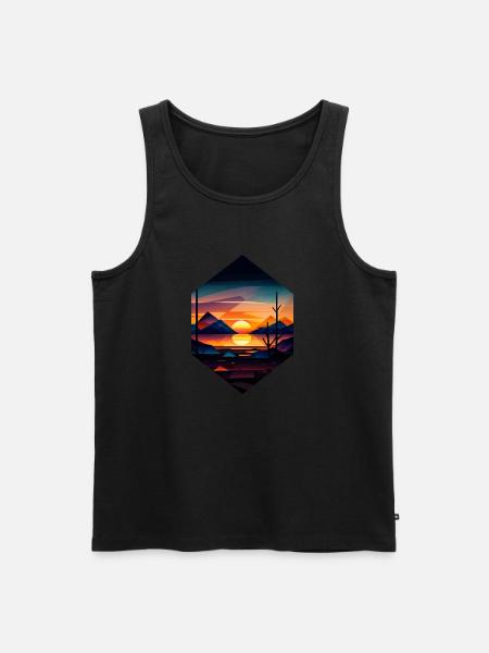 Sunset Geometric Landscape Design - Men's Premium Organic Tank Top - black