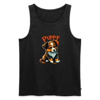 Puppy 1 Hundewelpe - Männer Premium Bio Tank Top - Schwarz - Vorne - Michal (187cm)