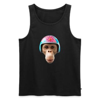 Monkey with vintage helmet - Men's Premium Organic Tank Top - black - Front - AI Model Male 178 light (178cm)