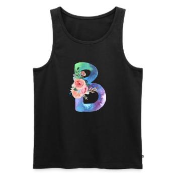 Lettre b watercolor - Débardeur bio Premium Homme - noir - Devant - AI Model Male 178 light (178cm)