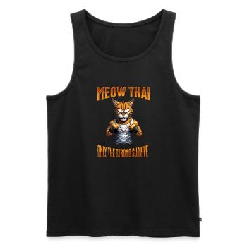 Mixed Martial Arts I Muay Thai Cat I Meow Thai I - Men's Premium Organic Tank Top - black - Front - AI Model Male 178 light (178cm)