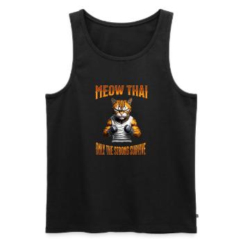 Mixed Martial Arts I Muay Thai Cat I Meow Thai I - Men's Premium Organic Tank Top - black - Front - AI Model Male 178 light (178cm)