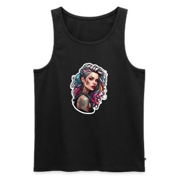 Rocker Girl / Punkrock / Frau / bunte Haare / cool - Männer Premium Bio Tank Top - Schwarz - Vorne - Michal (187cm)