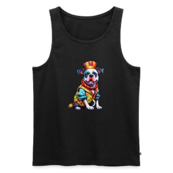 Clown Animal / Cirque / Drôle / Coloré / Spectacle / Chien - Débardeur bio Premium Homme - noir - Devant - Michal (187cm)