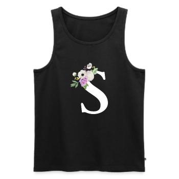 Purple Floral Letter S - Men's Premium Organic Tank Top - black - Front - Michal (187cm)
