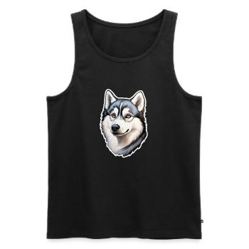 Tête de husky de Sibérie - Débardeur bio Premium Homme - noir - Devant - Michal (187cm)