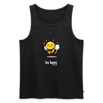 Bee happy glückliches Bienchen - Männer Premium Bio Tank Top - Schwarz - Vorne - Michal (187cm)
