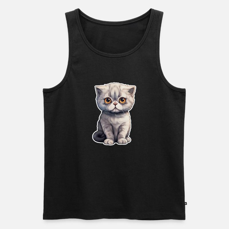Chat Scottish Fold - Débardeur bio Premium Homme - noir