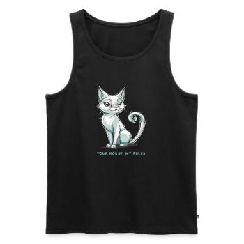 Votre maison, mes règles - Débardeur bio Premium Homme - noir - Devant - Michal (187cm)