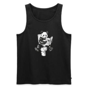 Panda sur les toilettes - Débardeur bio Premium Homme - noir - Devant - Michal (187cm)