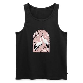 Cranes and cherry blossoms - Men's Premium Organic Tank Top - black - Front - Michal (187cm)