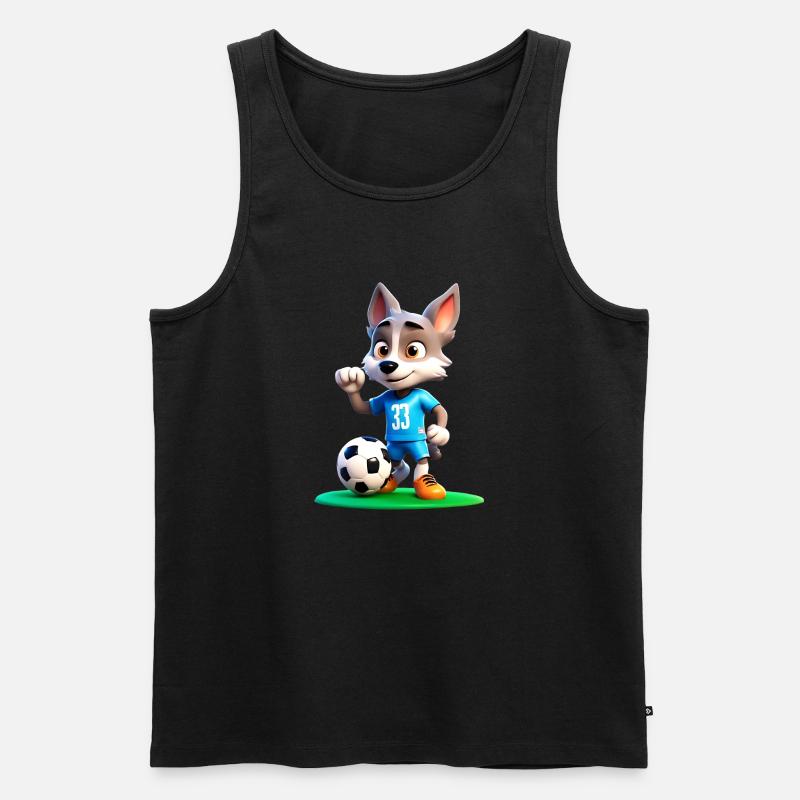 Wolf Soccer 2 - Männer Premium Bio Tank Top - Schwarz