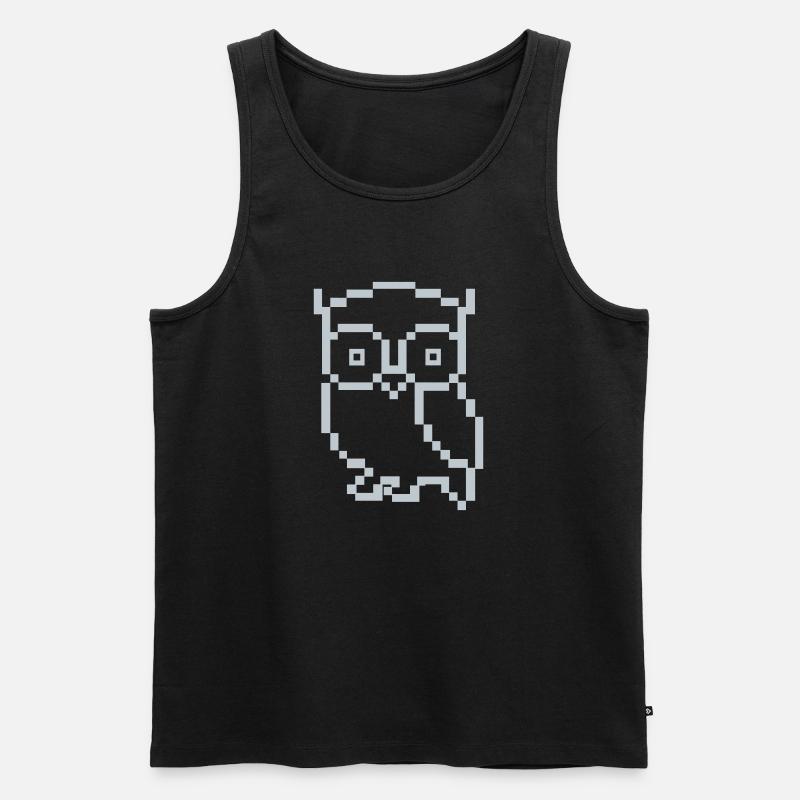 eule pixel - Männer Premium Bio Tank Top - Schwarz