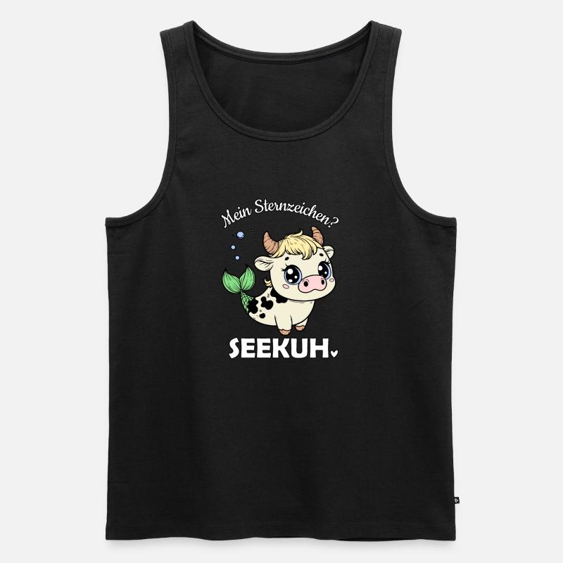 Sternzeichen Stier Seekuh - Männer Premium Bio Tank Top - Schwarz