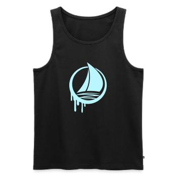 Sailboat Crew Round Logo Drop Graffiti Icon - Men's Premium Organic Tank Top - black - Front - Michal (187cm)