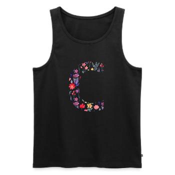 Personalisierter Blumenbuchstabe c - Geschenkidee - Männer Premium Bio Tank Top - Schwarz - Vorne - Michal (187cm)