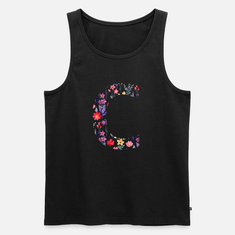 Personalisierter Blumenbuchstabe c - Geschenkidee - Männer Premium Bio Tank Top - Schwarz